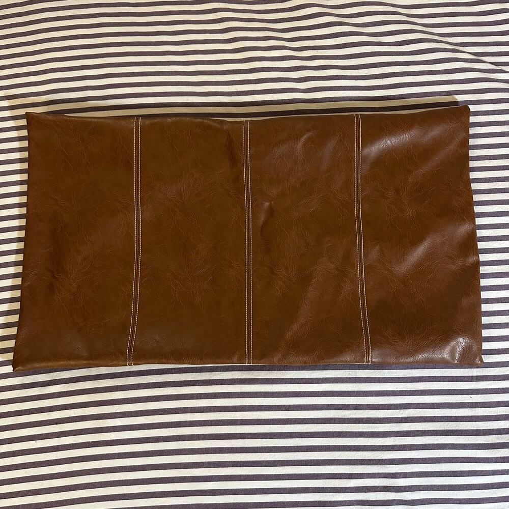 Brown Faux Leather Lumbar Pillow Cover 16x24 Rustic Western